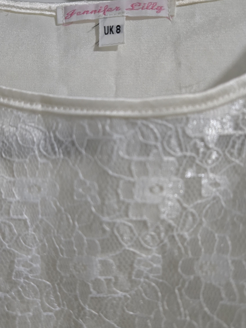 Vintage Ivory Lace & Satin Skater Dress NWOT - Picture 3 of 6